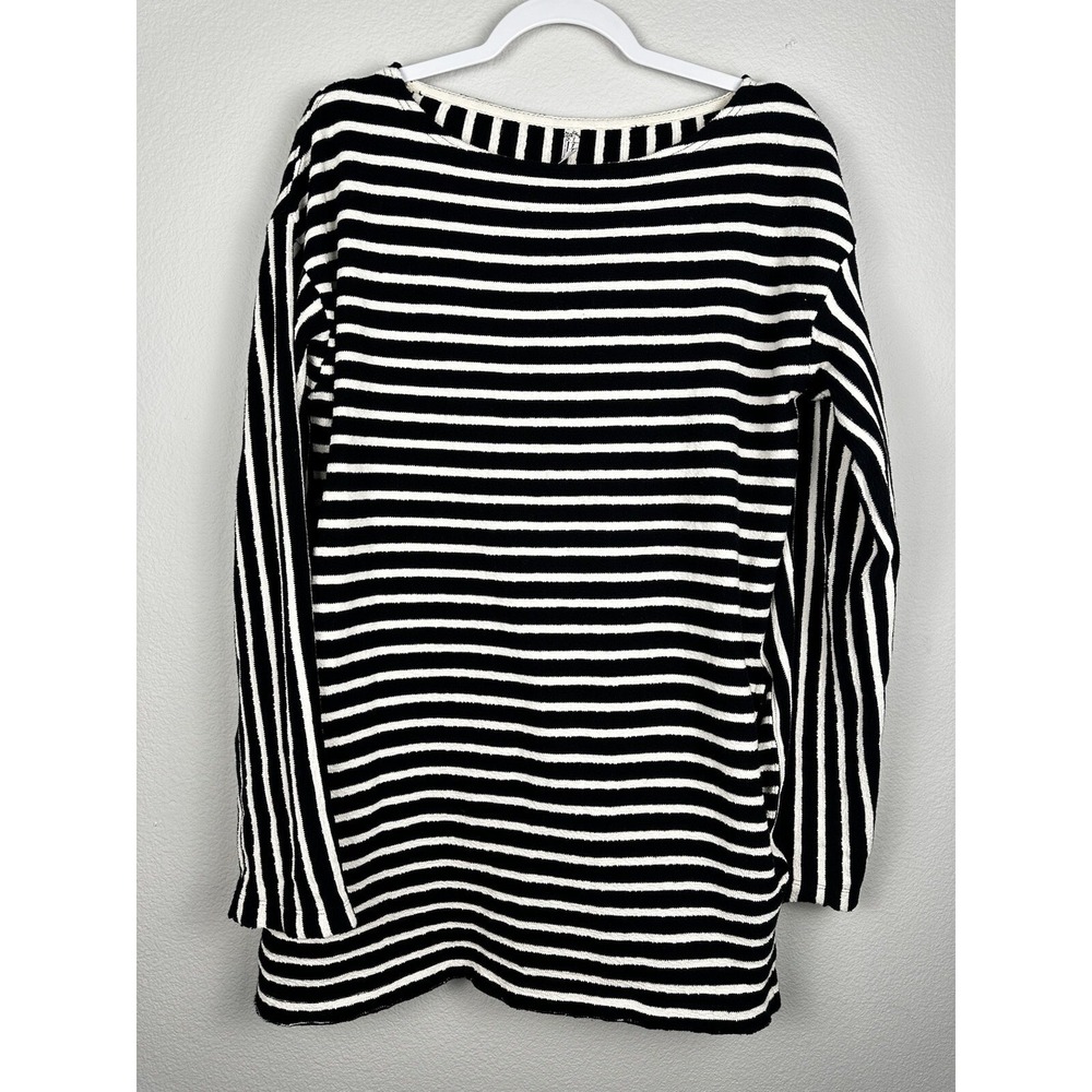 Intimately Free People Tunic Top Small Come On Over Black Cream Striped Textured - Picture 1 of 6